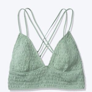 PINK Victoria's Secret Green Smocked Bralette NWT